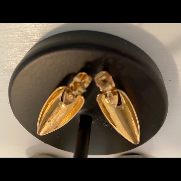 Vintage Unique icicle teardrop goldstone earrings - Picture 3 of 10